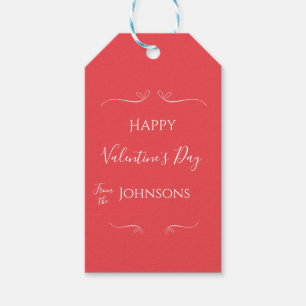 Happy Valentines Day Stylish Pink Red Gift Tags