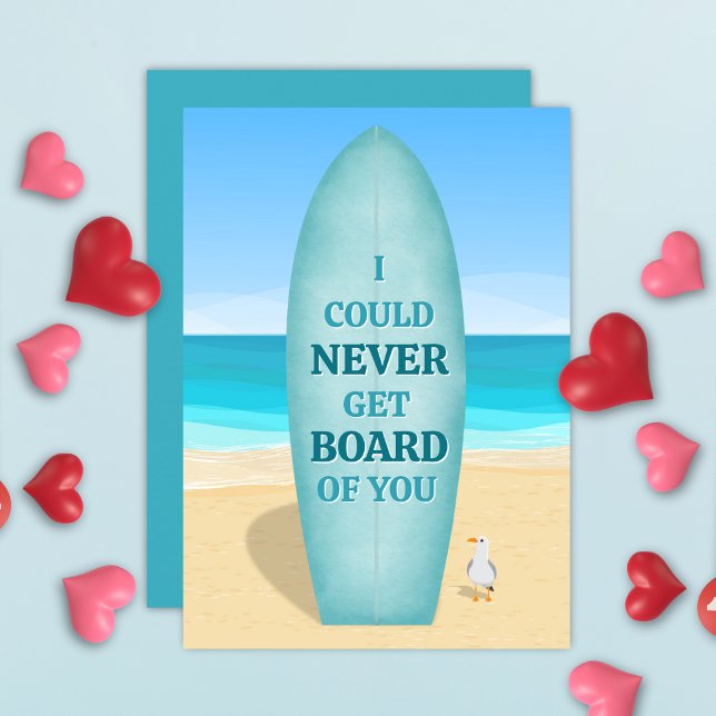 Happy Valentine's Day Surfer Could Never Get Board Holiday Card (Creator Uploaded)