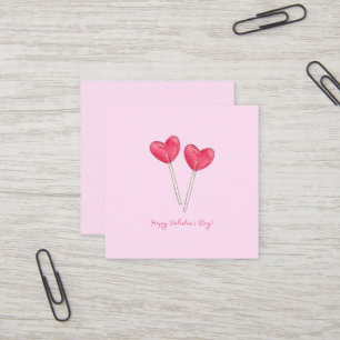 Happy valentine's day Sweet candy heart lollipop Square Business Card