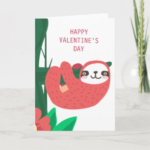 HAPPY VALENTINE'S DAY Sweet Heart Sloth Holiday Card