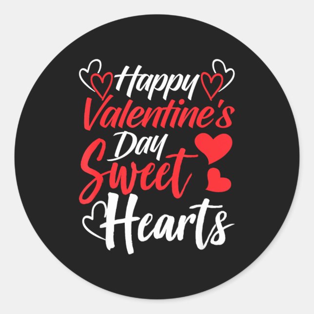Happy Valentine's Day Sweet Hearts Couples Valenti Classic Round Sticker (Front)