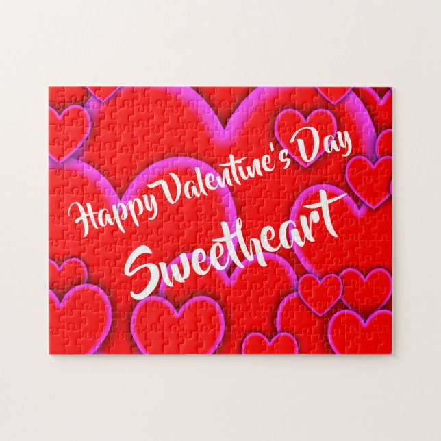 Happy Valentines Day Sweetheart Romantic Custom Jigsaw Puzzle (Horizontal)