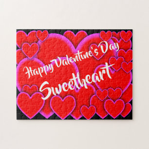 Happy Valentines Day Sweetheart Romantic Hearts Jigsaw Puzzle