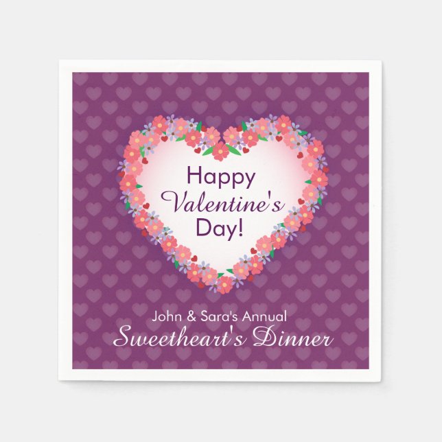Happy Valentine's Day, Sweetheart's Dinner Napkin (Front)