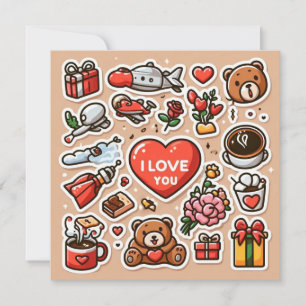 Happy Valentine's Day Symbols Holiday Card