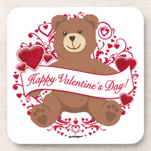Happy Valentine's Day! Teddy Bear Coaster