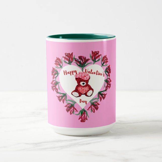 Happy Valentine's Day Teddy Bear Coffee Mug  (Center)