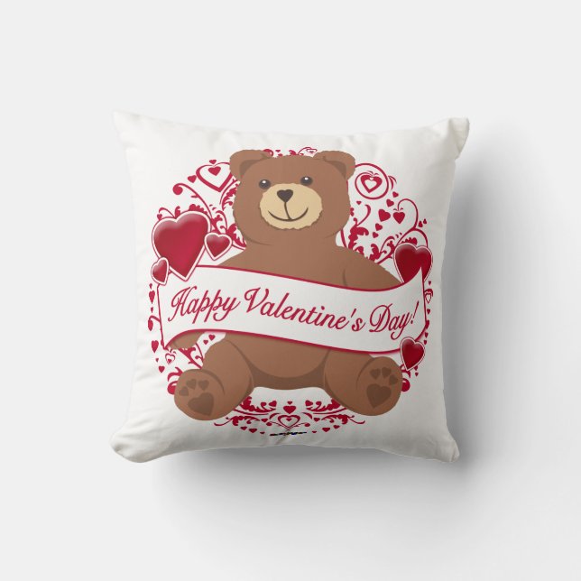 Happy Valentine's Day! Teddy Bear Cushion (Front)