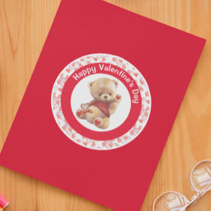 Happy Valentine's day Teddy Bear Hearts  Classic Round Sticker
