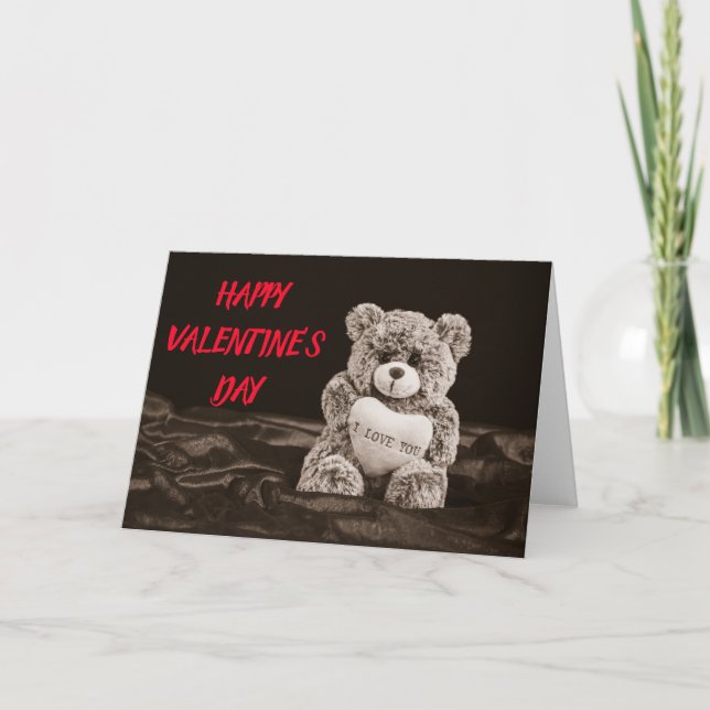 Happy Valentine's Day Teddy Bear Holiday Card (Front)