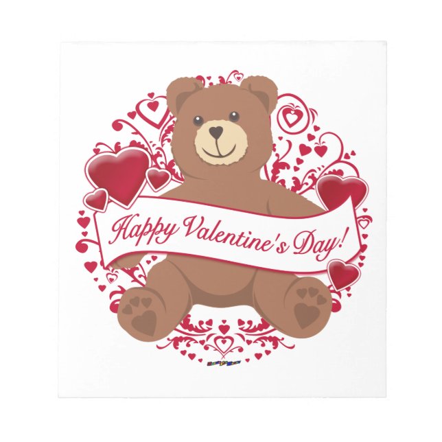 Happy Valentine's Day! Teddy Bear Notepad (Front)
