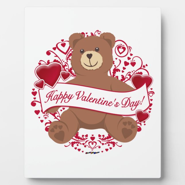 Happy Valentine's Day! Teddy Bear Plaque (Front)
