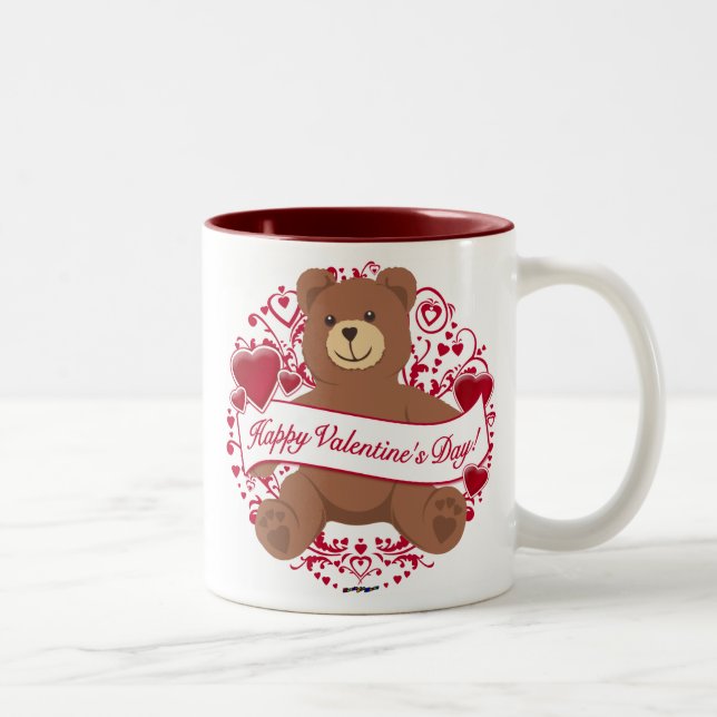 Happy Valentine's Day! Teddy Bear Two-Tone Coffee Mug (Right)