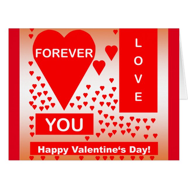 Happy Valentine's Day Text Forever Love Hearts Red (Front Horizontal)
