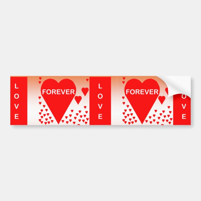 Happy Valentine's Day Text Forever Love Hearts Red Bumper Sticker (Front)