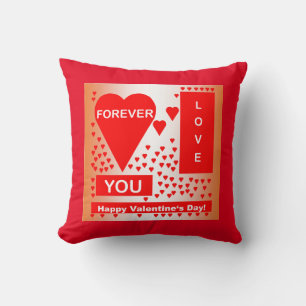 Happy Valentine's Day Text Forever Love Hearts Red Cushion
