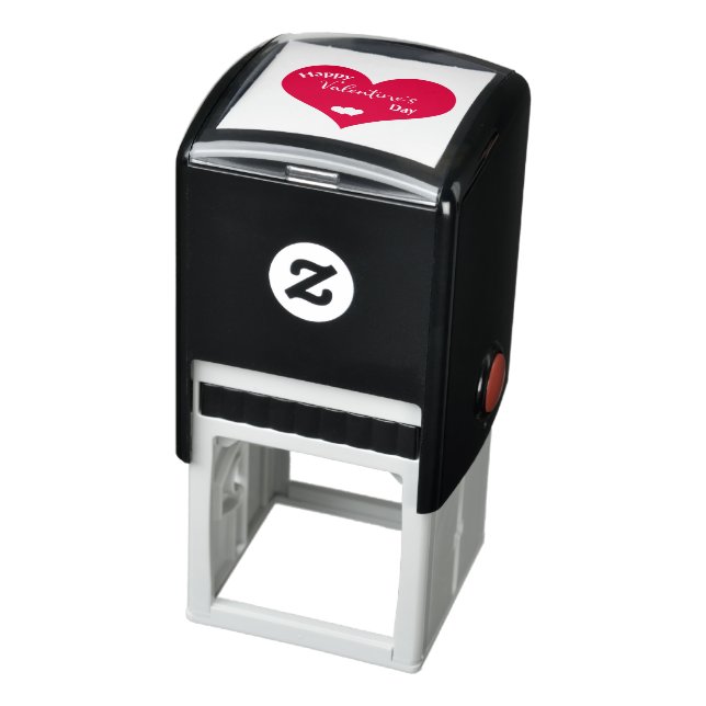 Happy Valentine's Day Text Inside Red Heart Self-inking Stamp (Product)