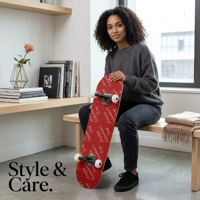 Happy Valentines Day Text Pattern Stylish Skateboard (Happy Valentines Day Text Pattern Stylish Skateboard)