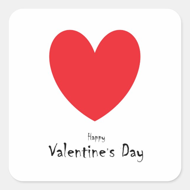 Happy Valentine's day text with red heart Square Sticker (Front)