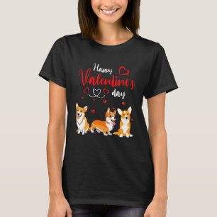 Happy Valentine's Day Three Cute Corgi Dogs Lover  T-Shirt