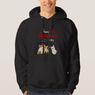 Happy Valentine's Day Three Cute Three Cats Owner Hoodie