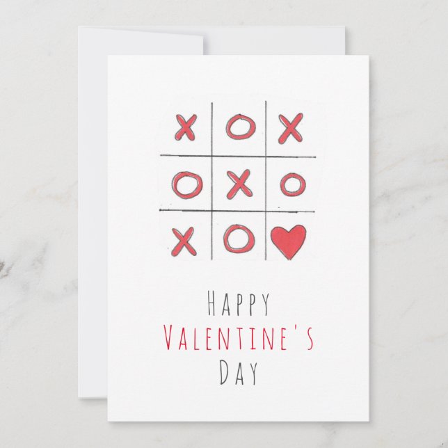 Happy Valentine's Day Tic-Tac-Toe Flat Card (Front)