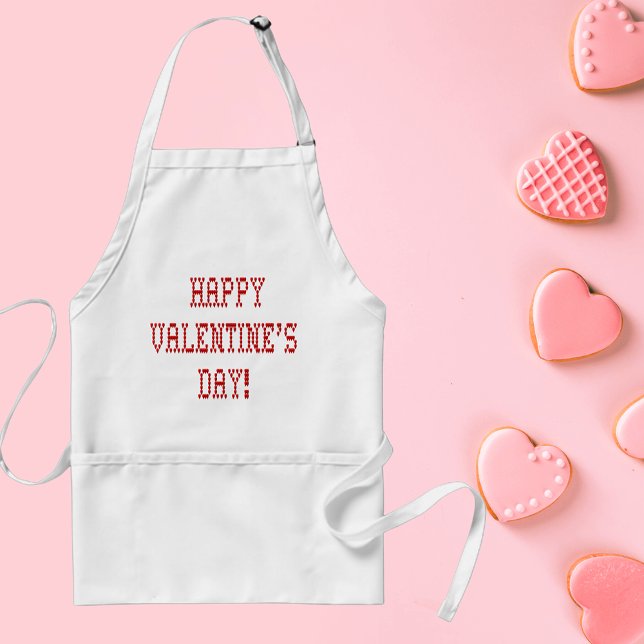 Happy Valentine's Day Tiny Heart Shaped Font Standard Apron (Happy Valentine's Day Tiny Heart Shaped Font Adult Apron)