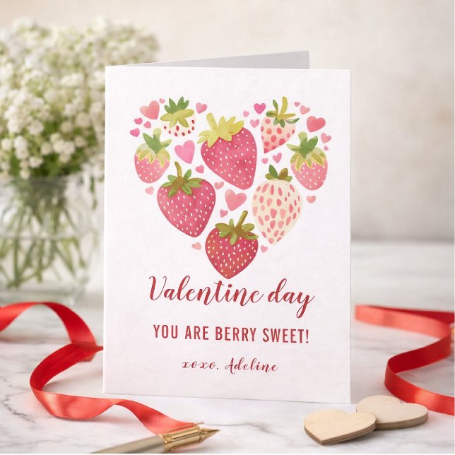 Happy Valentine's Day to all lovers of strawberrie Holiday Card (Creator Uploaded)
