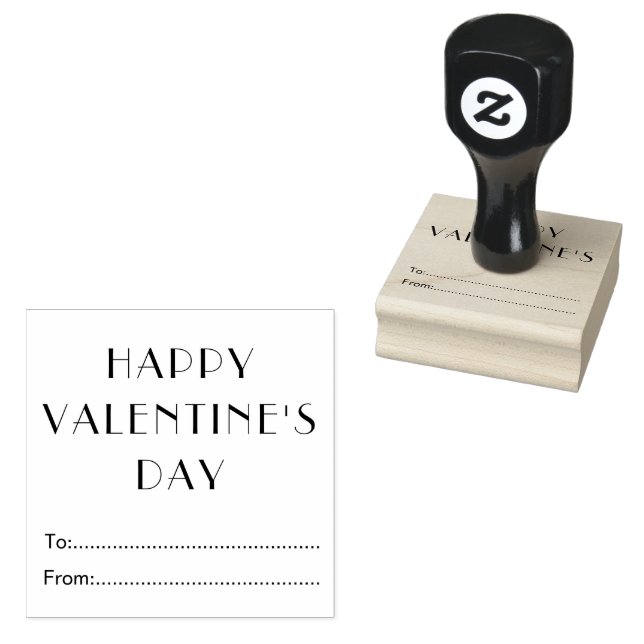 Happy Valentines Day To From Personalized Rubber Stamp (Stamped)