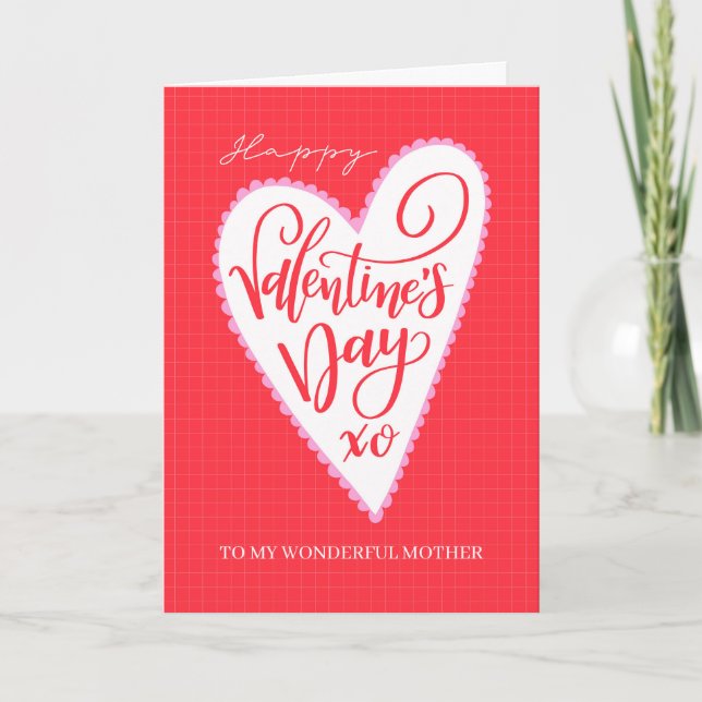 Happy Valentine's Day to Mother with a Big Heart  Card (Front)