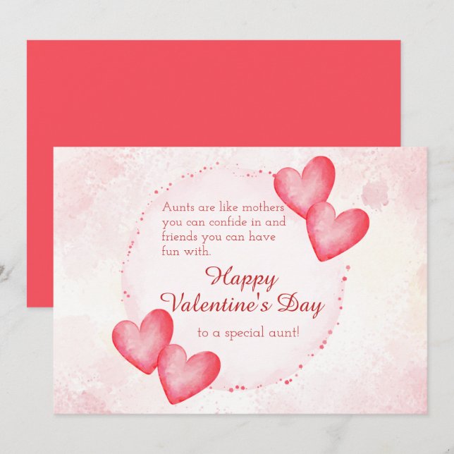 Happy Valentines Day To My Aunt Holiday Card (Front/Back)