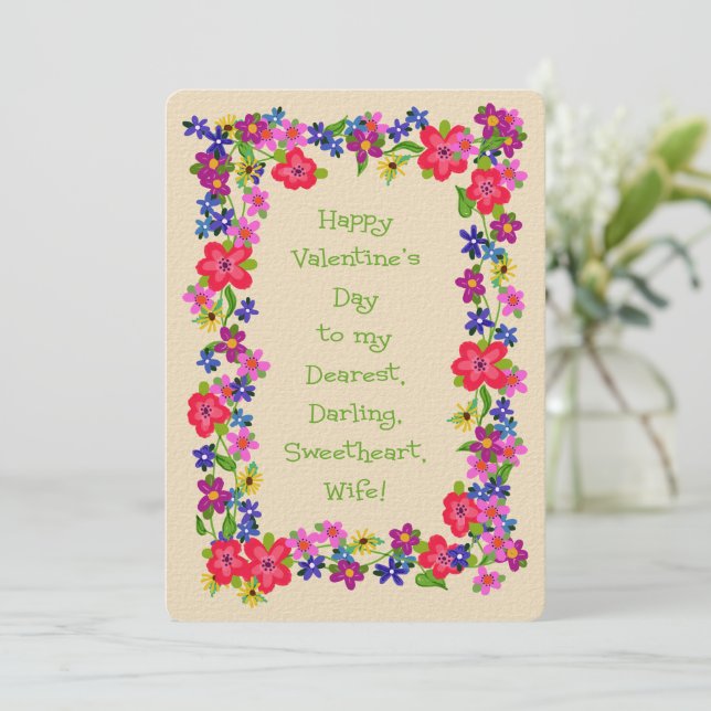 Happy Valentine's Day To My Dearest Wife Flowers (Standing Front)