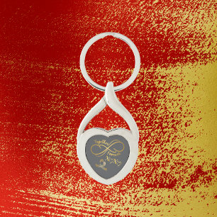 Happy Valentine's Day Together Forever Gold/Grey Key Ring
