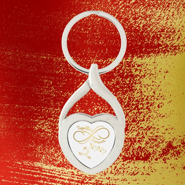 Happy Valentine's Day Together Forever Gold/White Key Ring (Creator Uploaded)