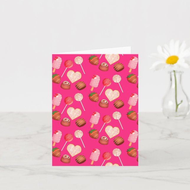 Happy Valentine's Day Treats And Candy Pattern Card (Small Plant)