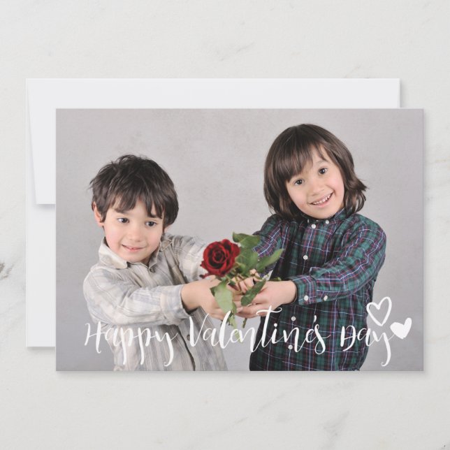 Happy Valentine's Day Trendy Font Photo Card (Front)