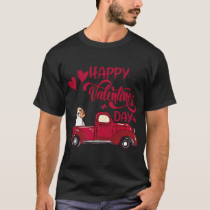 Happy Valentines Day Truck Heart Carrying Beagle L T-Shirt