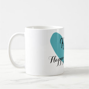 Happy Valentine's day turquoise heart name letter  Coffee Mug