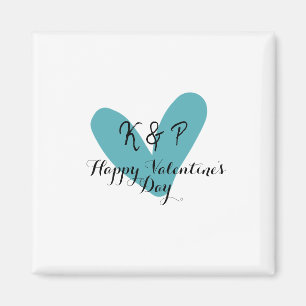 Happy Valentine's day turquoise heart name letter Magnet