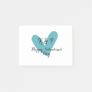 Happy Valentine's day turquoise heart name letter Post-it Notes