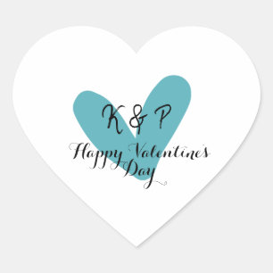 Happy Valentine's day turquoise heart name letter Sticker