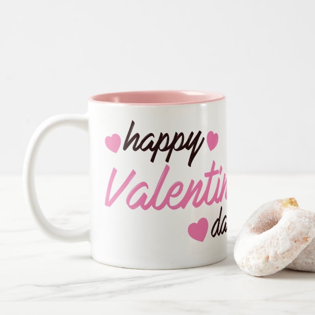 Happy Valentine's Day Two-Tone Coffee Mug (With Donut)