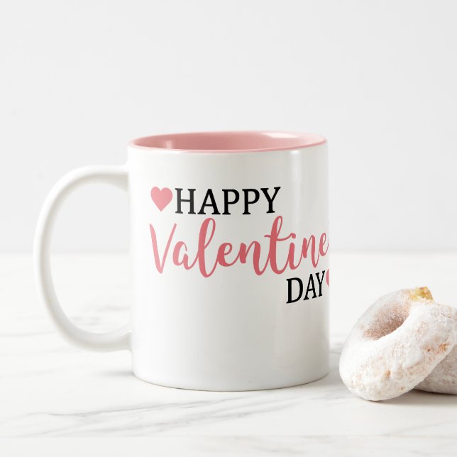 Happy Valentine's Day Two-Tone Coffee Mug (With Donut)