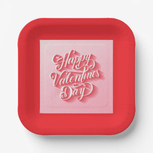 Happy Valentine's Day Typography-23197 Paper Plate