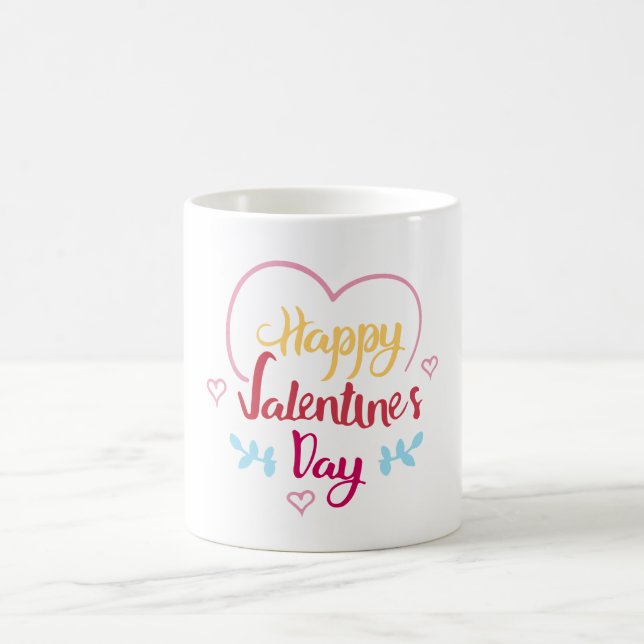 Happy Valentines Day Typography Coffee Mug (Center)