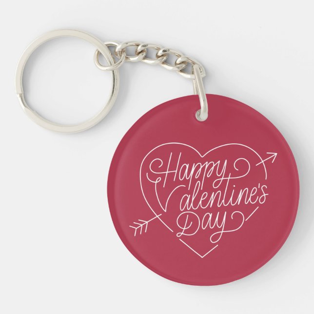 Happy Valentine's Day Typography | Keychain (Front)