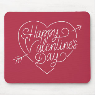 Happy Valentine's Day Typography   Mousepad