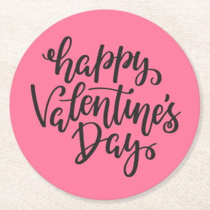 Happy Valentine's Day Typography   Paper Coaster