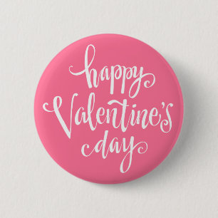 Happy Valentine's Day Typography Pin Button