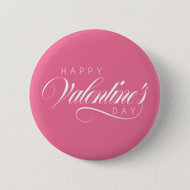 Happy Valentine's Day Typography | Pin Button (Front)